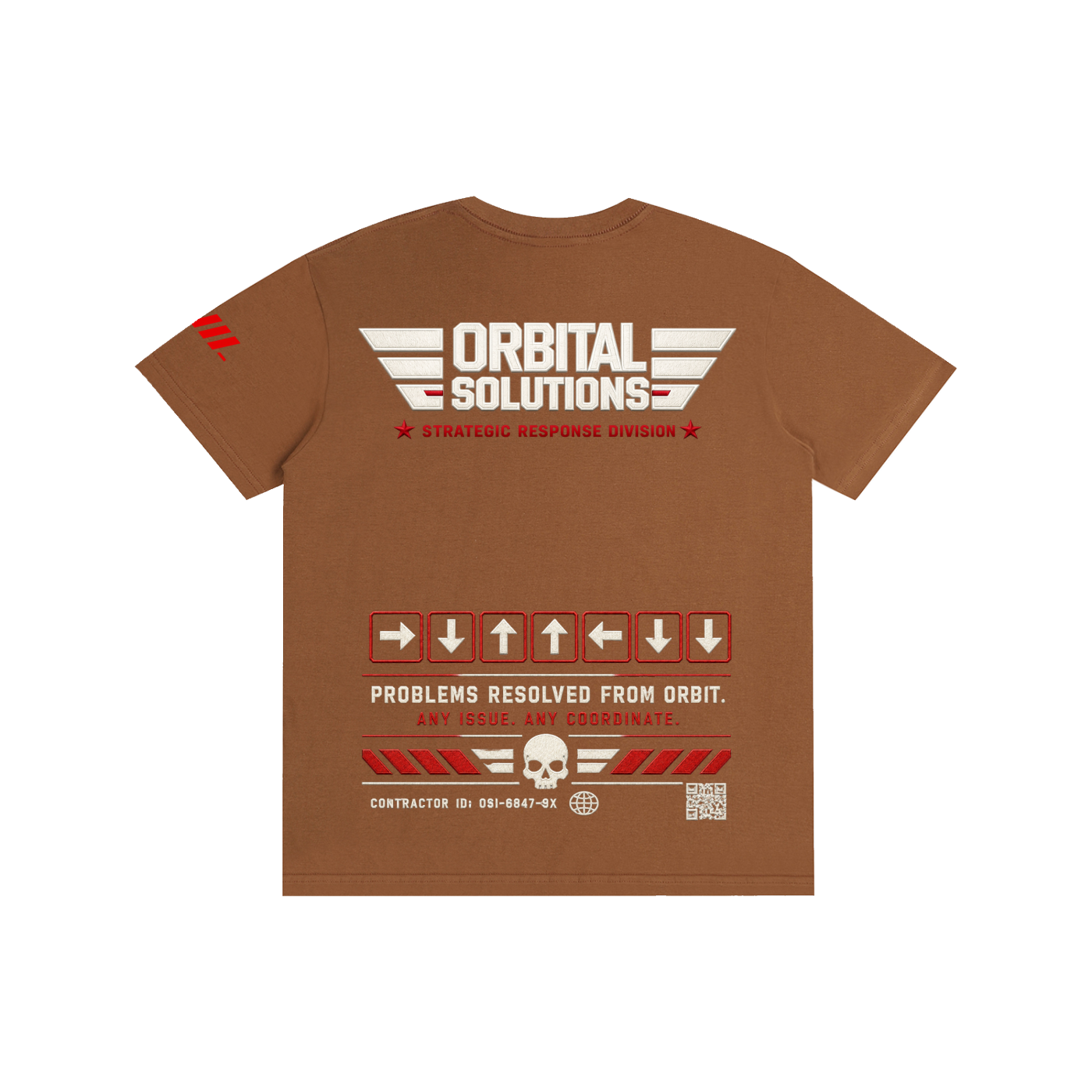 Tactical Streetwear Graphic Tee - Caramel Macchiato Brown