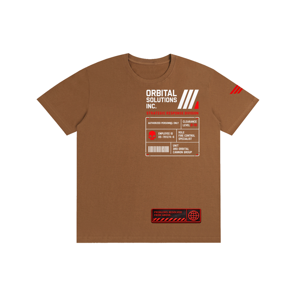 Tactical Streetwear Graphic Tee - Caramel Macchiato Brown