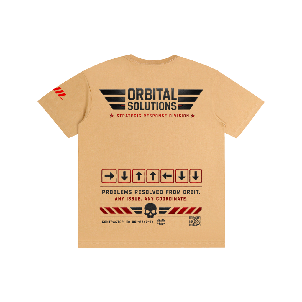 Tactical Streetwear Graphic Tee - Desert Beige