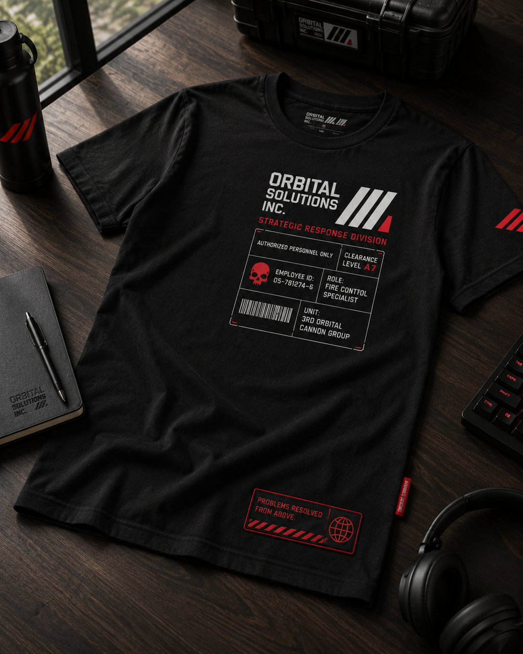 Tactical Streetwear Graphic Tee - Pitch Black