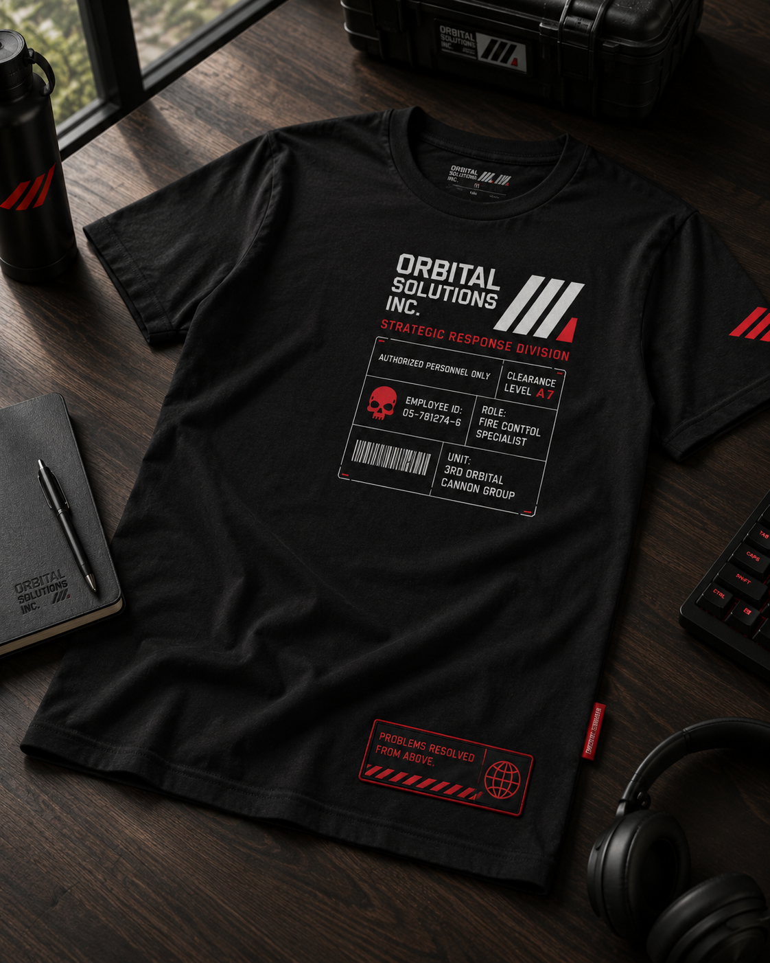 Tactical Streetwear Graphic Tee - Pitch Black
