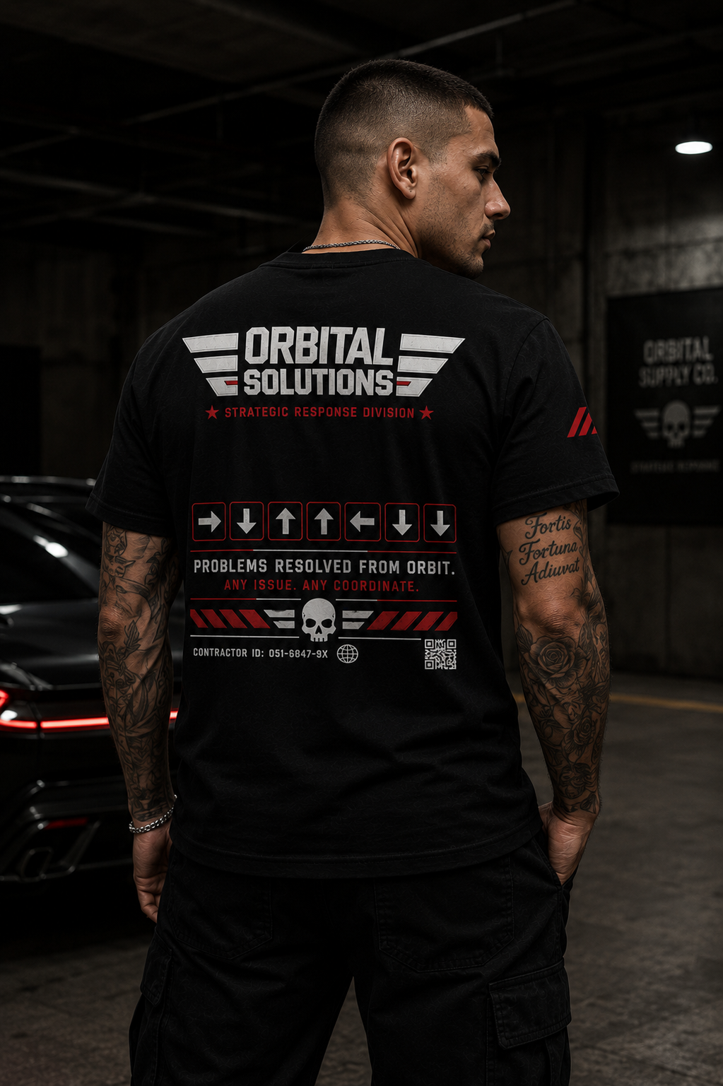 Tactical Streetwear Graphic Tee - Pitch Black